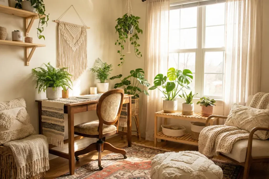 17 Dreamy Boho Home Office Ideas Full Of Plants And Texture