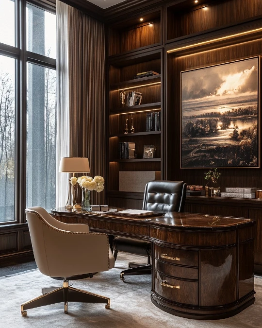 Elegant Dark Wood Executive Suite