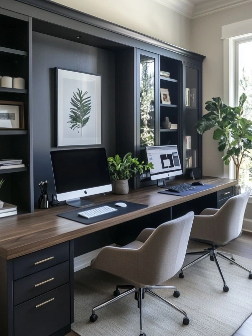 Shared Navy Double Workspace