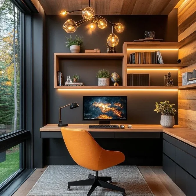 Warm Lit Contemporary Workspace