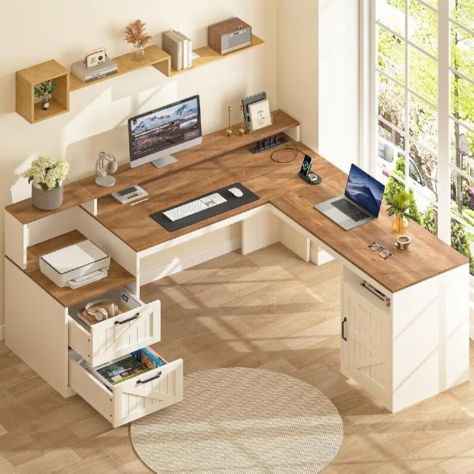 L Shaped Corner Desk Station