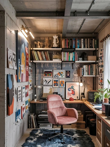 High Industrial Wall Shelves and Art Grid