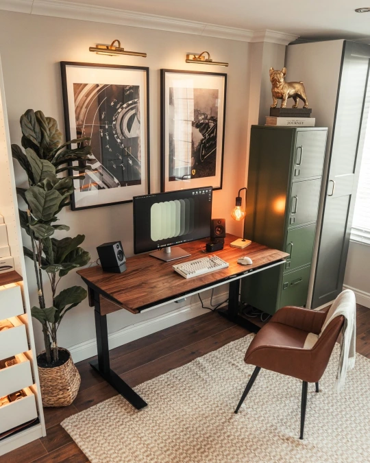 Standing Desk and Green Locker Cabinet