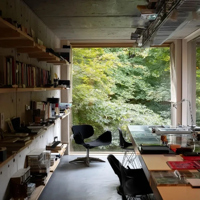 Concrete Studio with Forest View