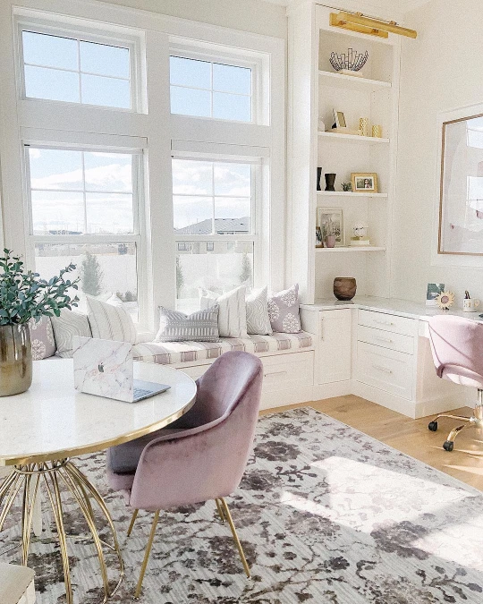 Bright Dual-Purpose Workspace with Window Seat