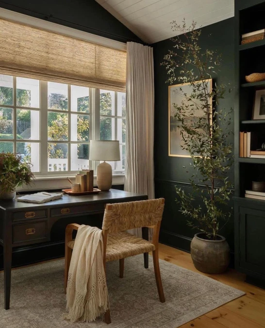 Moody Dark Green and Wood Office