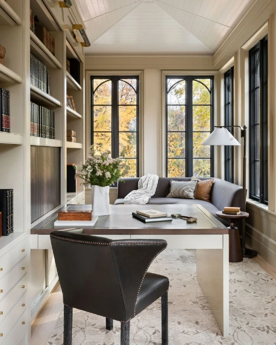 Sunroom Library with Corner Seating