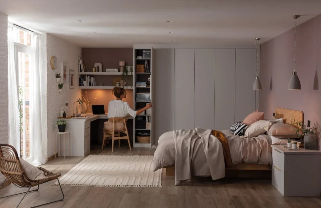 Corner Desk with Wardrobe Storage