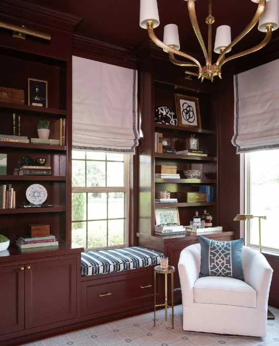 Dramatic Burgundy Library