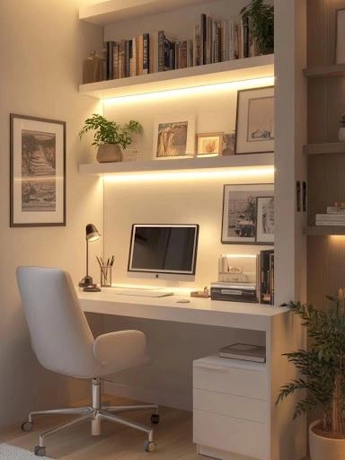 Illuminated White Alcove Desk