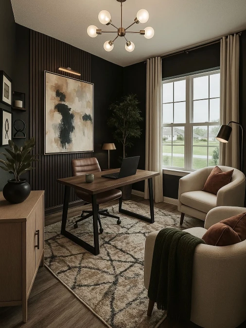 Moody Dark Slat Office