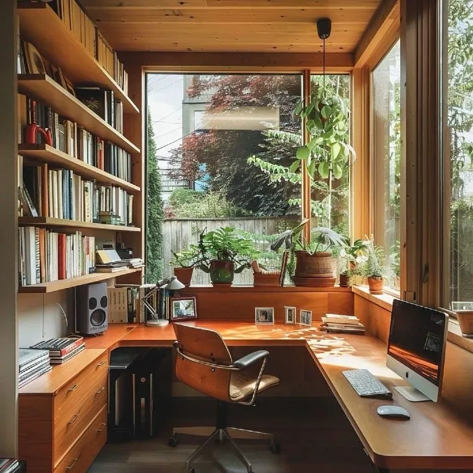 Warm Timber Corner Workspace