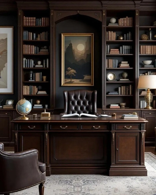 Classic Mahogany Library Study