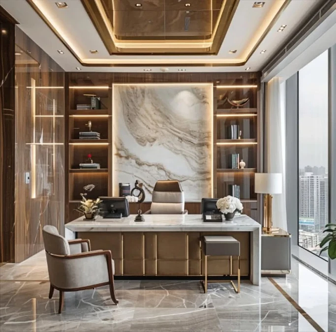 Luxurious Marble and Gold Office