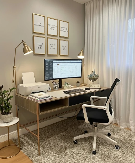 Modern Minimalist Desk With Cubby Storage