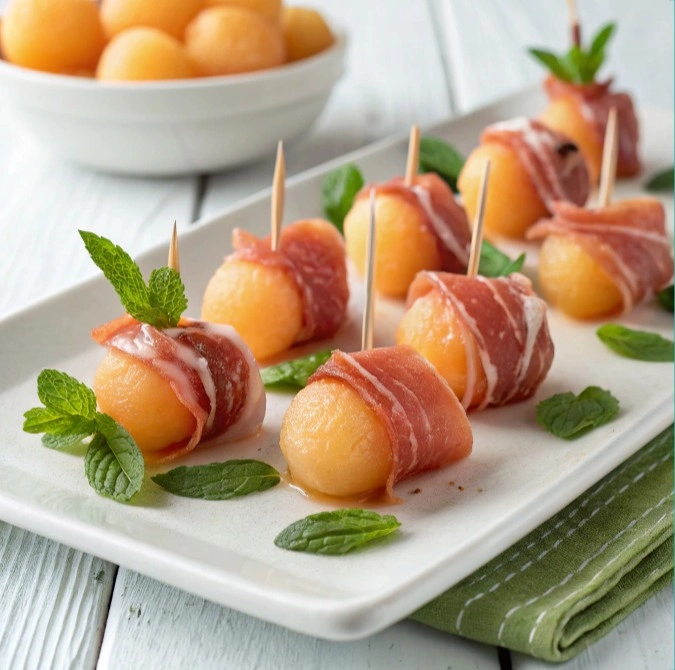 Prosciutto Wrapped Melon Balls
