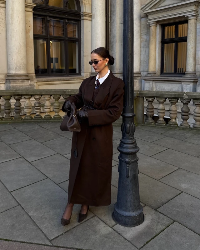 Dark Brown Overcoat with Academic Details