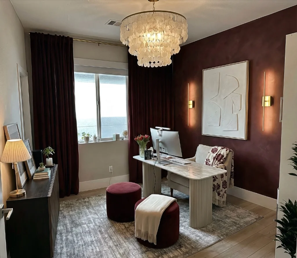 Textured White Art On A Dark Accent Wall