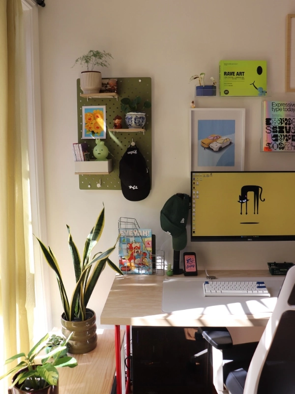 Green Pegboard And Acrylic Ledges