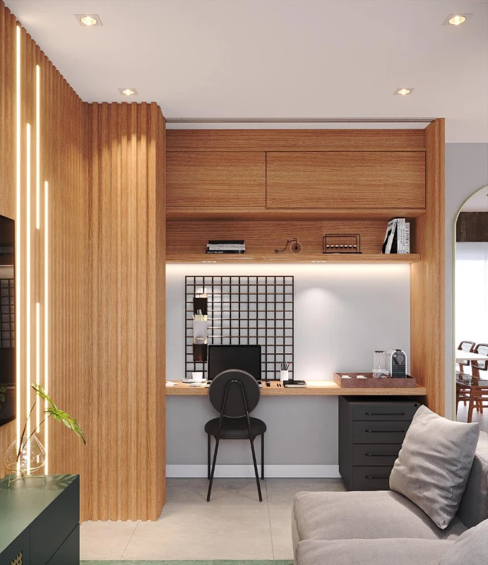 Sleek Slatted Wood Alcove