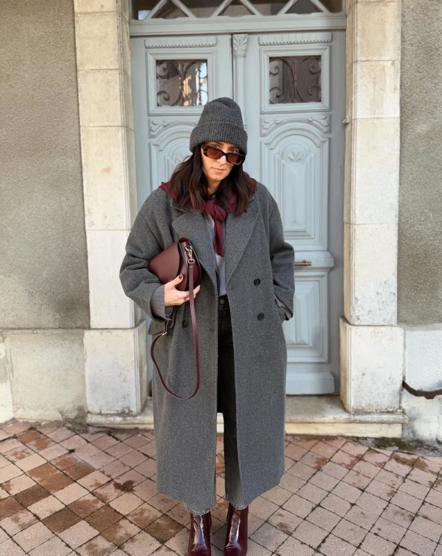 Charcoal Overcoat and Beanie