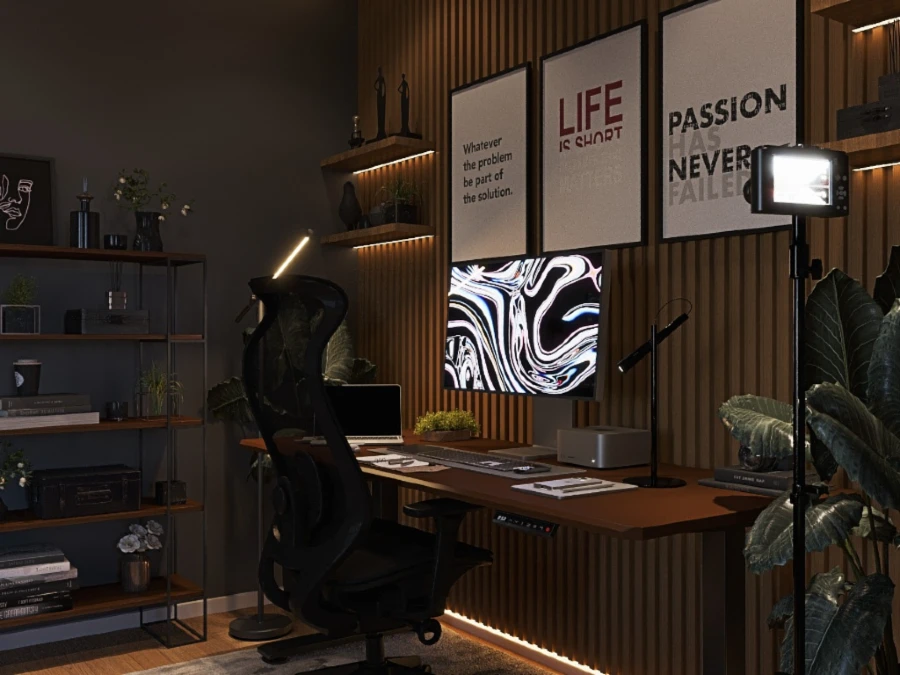 Motivational Slatted Wood Studio