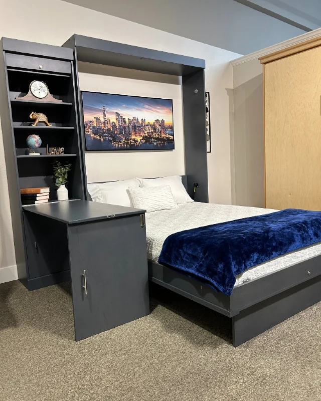 Charcoal Bed with Side Murphy Desk