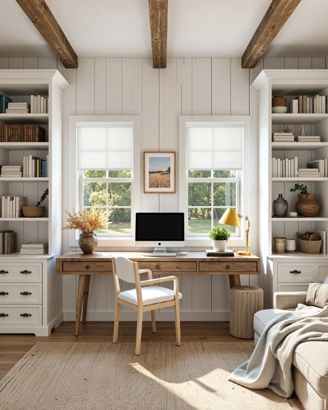 Arched Window Office Nook