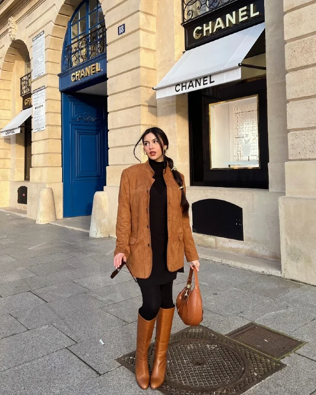 Suede Blazer and Tall Boots