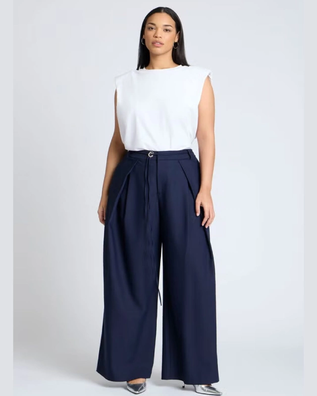 Sleeveless Shell and Wide Leg Trousers