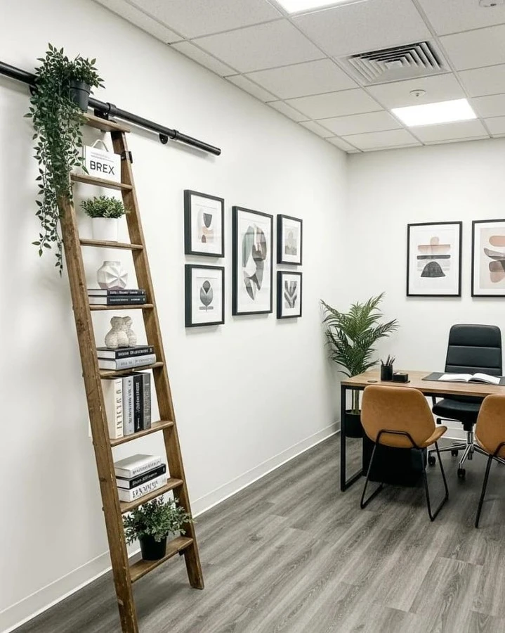Rustic Ladder Shelving Unit