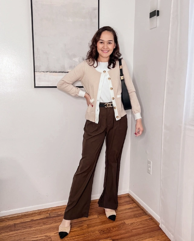 Chic Cardigan and Wide Leg Trousers