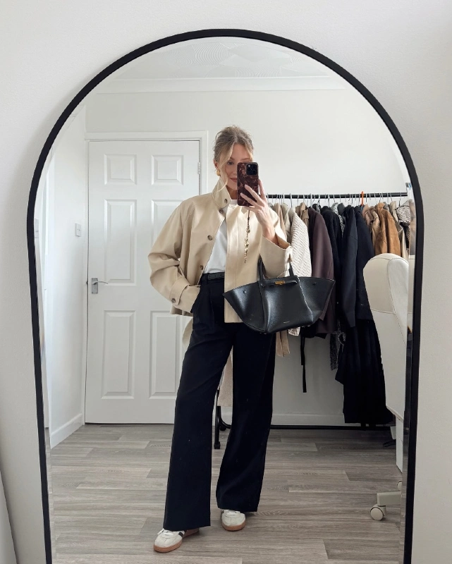 Cropped Trench and Black Trousers