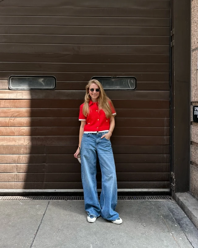Knit Cardigan And Relaxed Denim