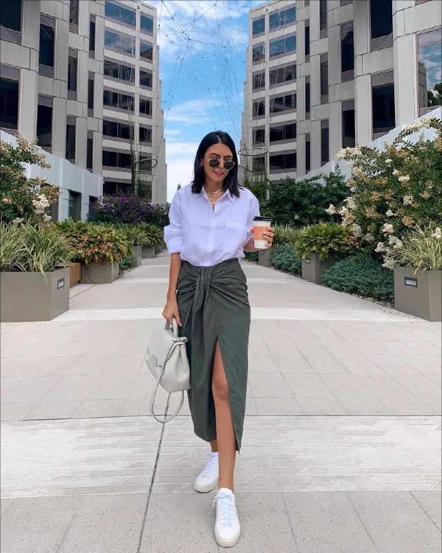 Sarong Style Midi And Linen Shirt