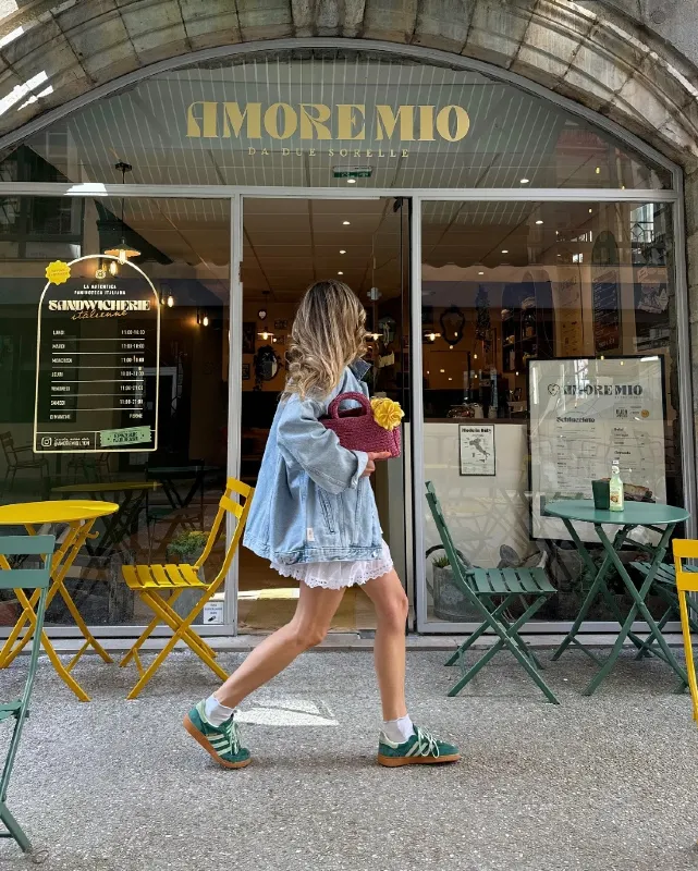Denim Jacket and Eyelet Dress