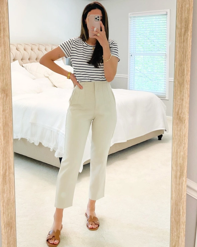 Striped Tee and Tailored Slacks