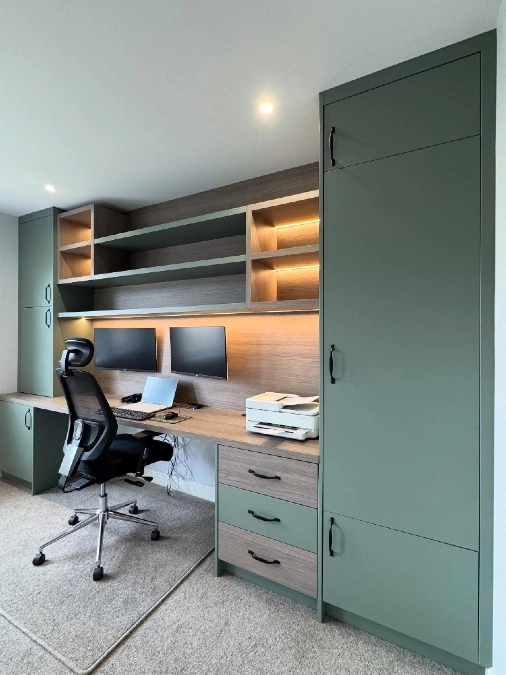Sage Green Integrated Cabinet Lighting