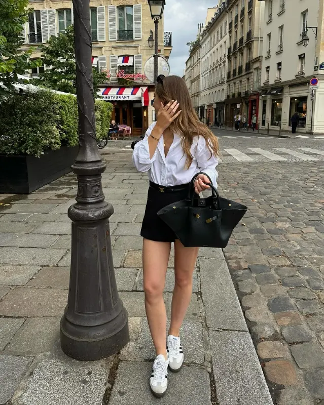 Button Down Shirt and High Waisted Shorts