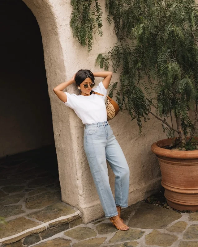 Tailored High Rise Denim and White Tee