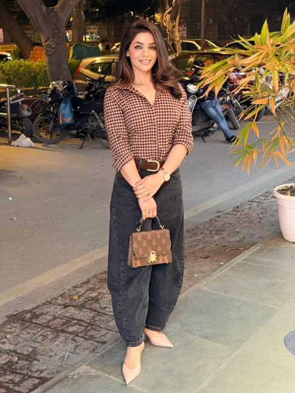 Gingham Shirt and Balloon Jeans