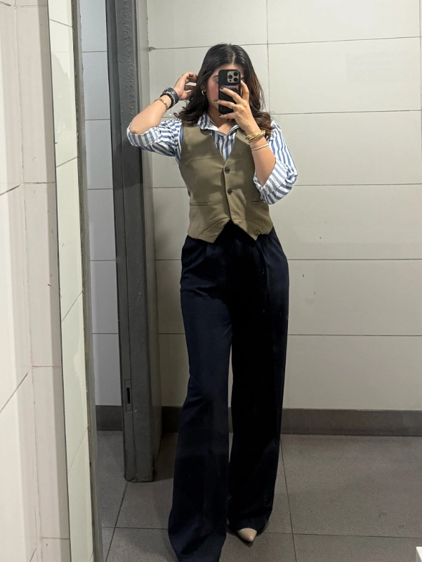 Tailored Vest and Striped Button Down