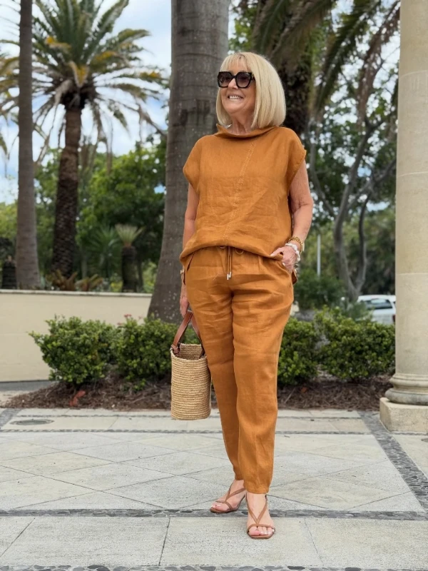 Rust Linen Matching Set