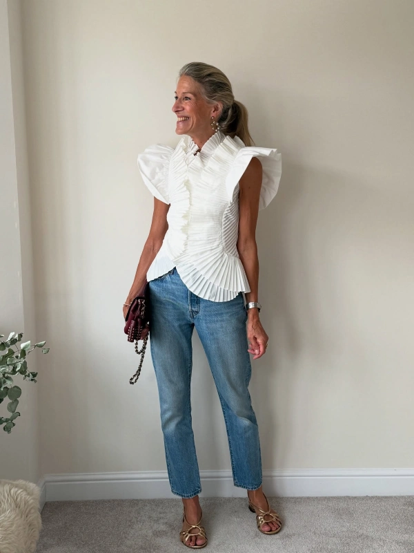 Pleated Ruffle Blouse