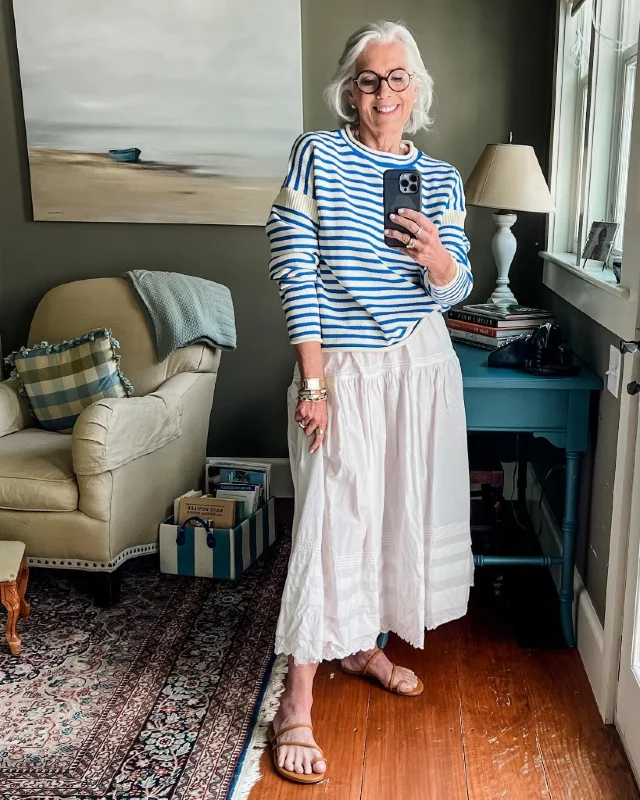 Striped Knit and Maxi Skirt