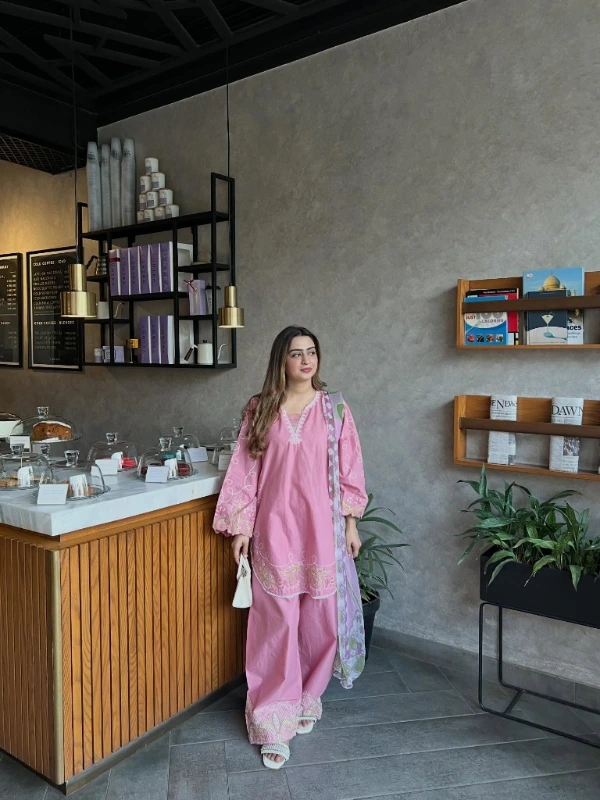 Pink Embroidered Kurta Set