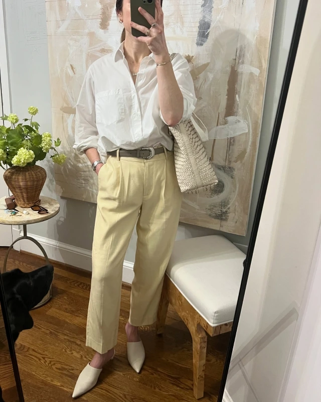Classic White Shirt and Yellow Chinos