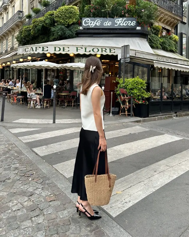 Silk Midi Skirt and Sleeveless Knit