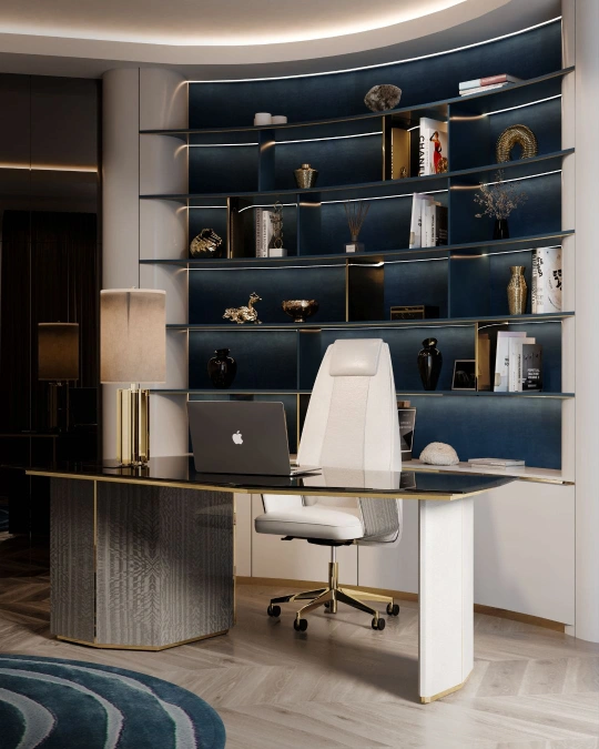 Curved Backlit Bookshelves