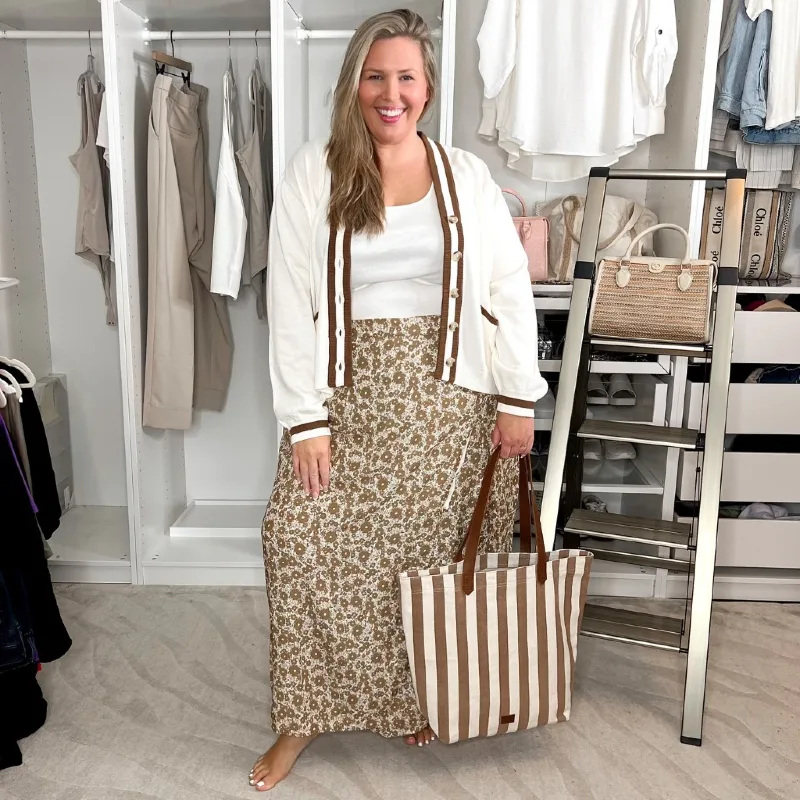 Floral Maxi Skirt and Light Cardigan